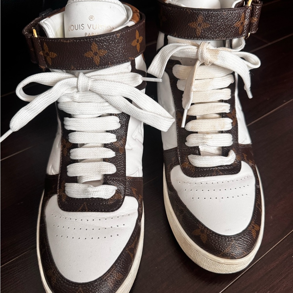 Louis Vuitton Monogram High-Tops in White and Brown